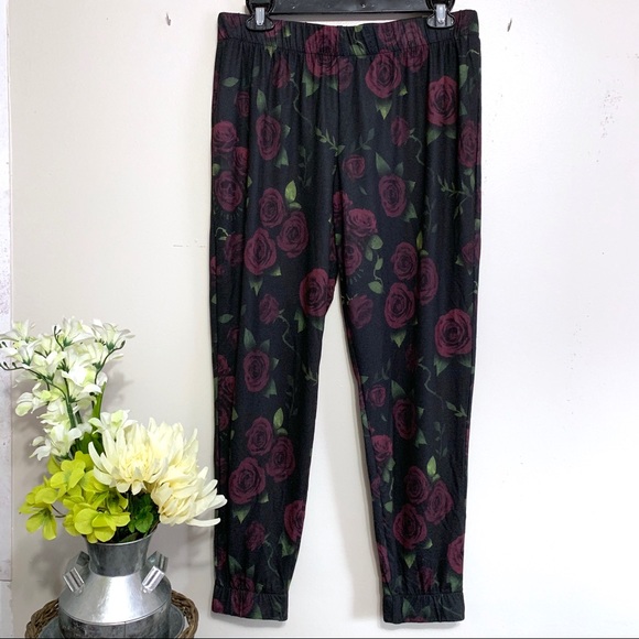 Will Call Pants - NWOT Will Call Guns N’ Roses Women's Black Floral Joggers